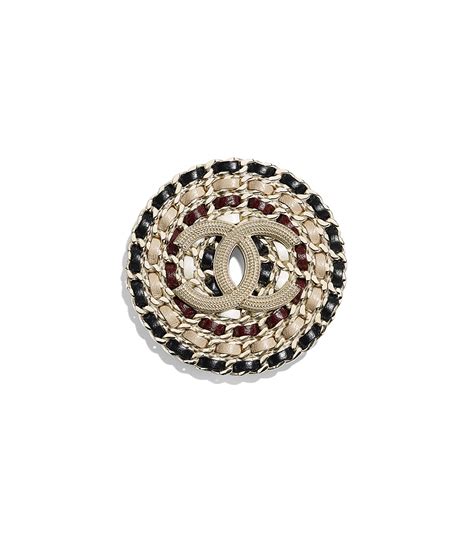 chanel metal and lambskin brooch|chanel brooches jewelry.